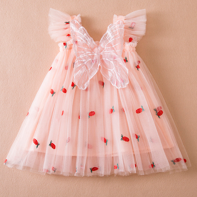 Berry Butterfly Tulle Pink Dress #11001190