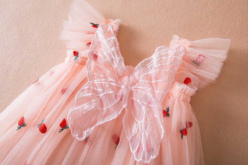 Berry Butterfly Tulle Pink Dress #11001190