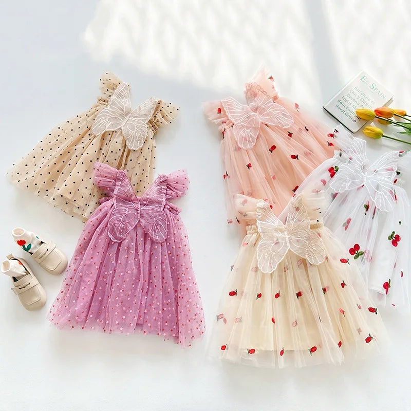 Berry Butterfly Tulle Pink Dress #11001190