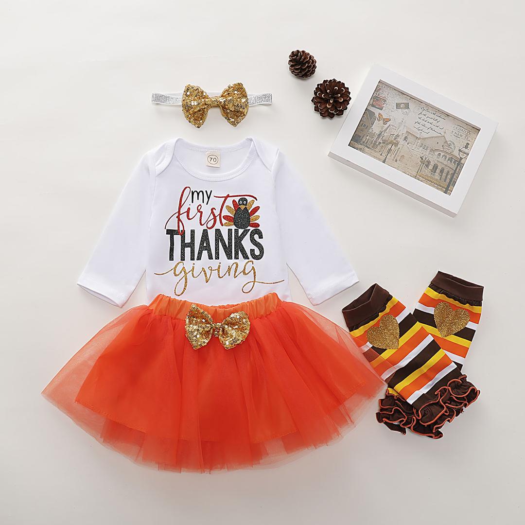 My First Thanksgiving Romper, Tutu Headband and Leggings #1000305