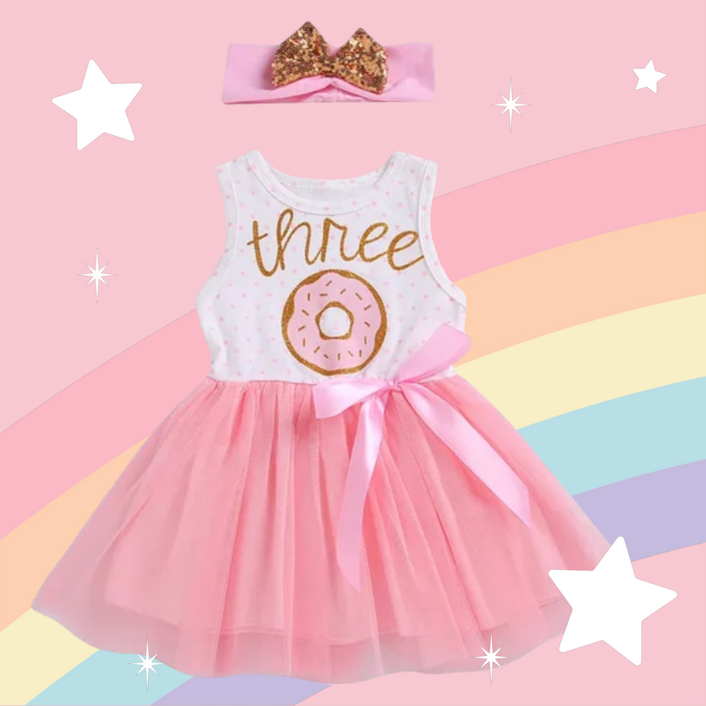 Three Sleeveless Birthday Dresses and Headband #100088