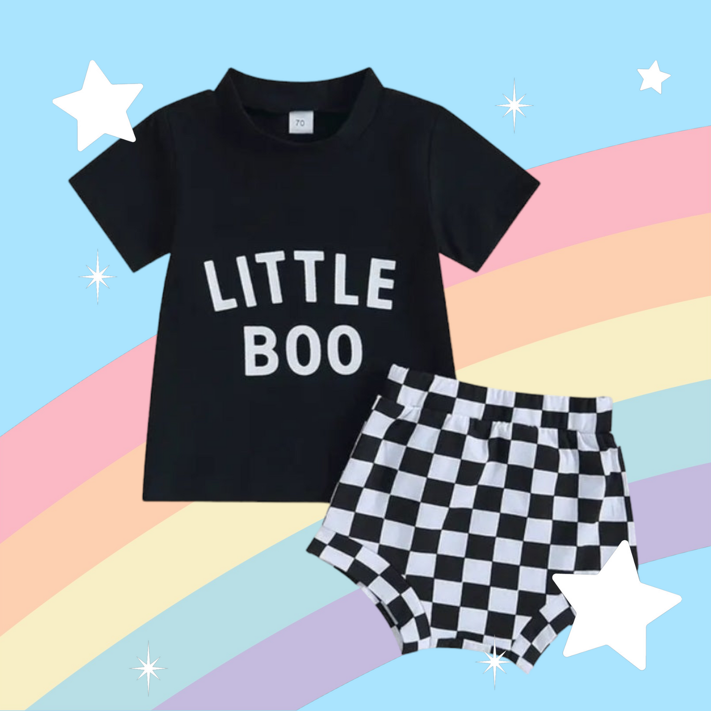 Little Boo T-shirt with Checked Bloomer Gender Neutral #100097