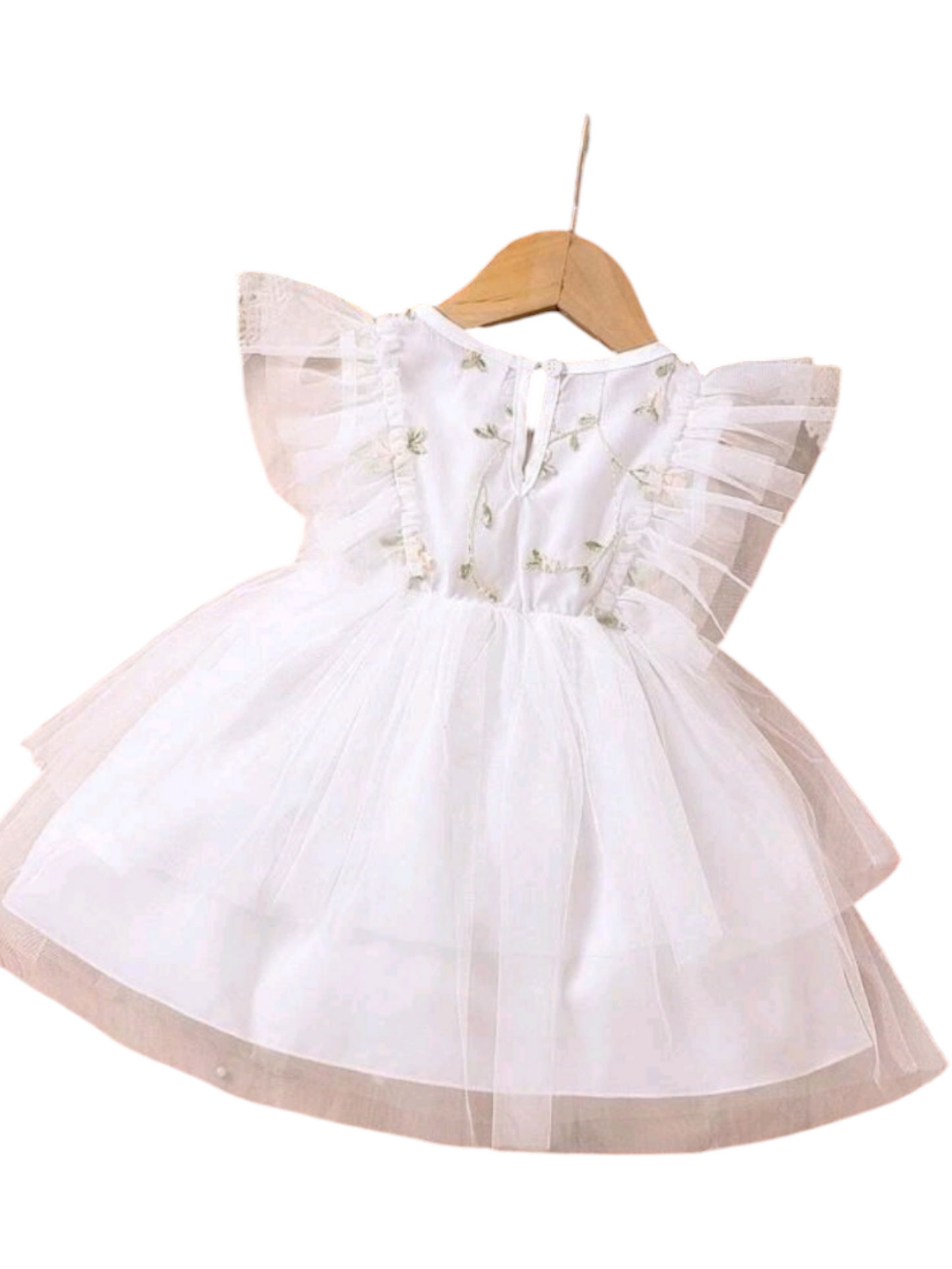 White Embroidered Floral Dress #1000948