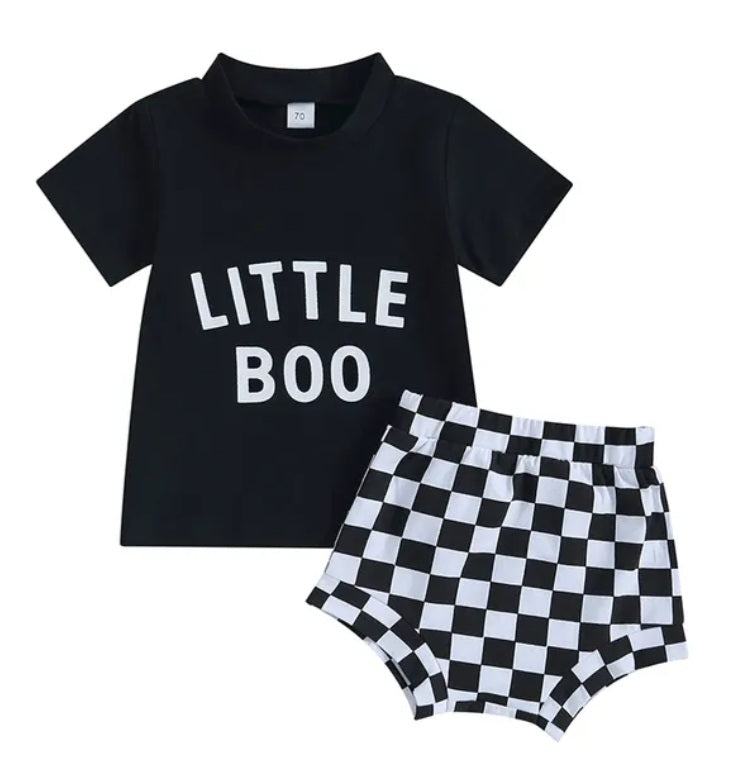 Little Boo T-shirt with Checked Bloomer Gender Neutral #100097
