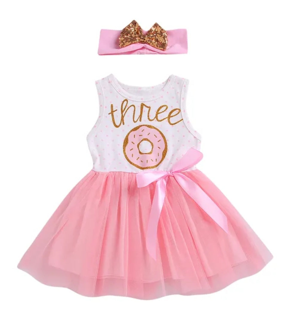 Three Sleeveless Birthday Dresses and Headband #100088
