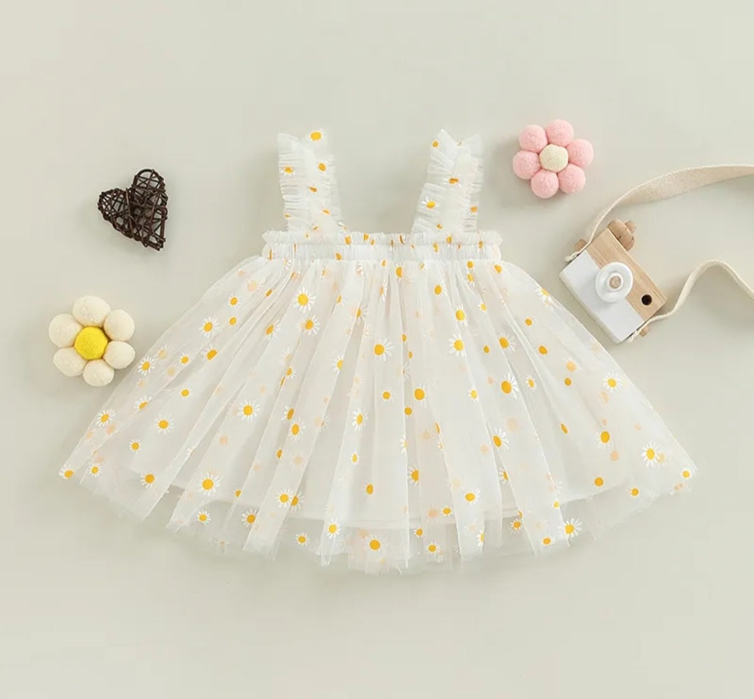 White Daisy Tulle Dress #1000122