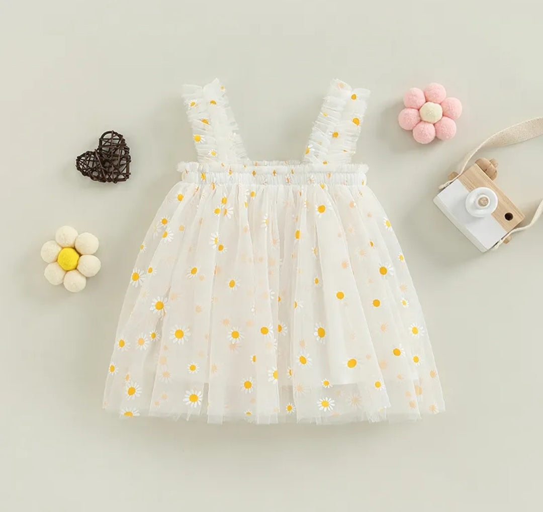 White Daisy Tulle Dress #1000122