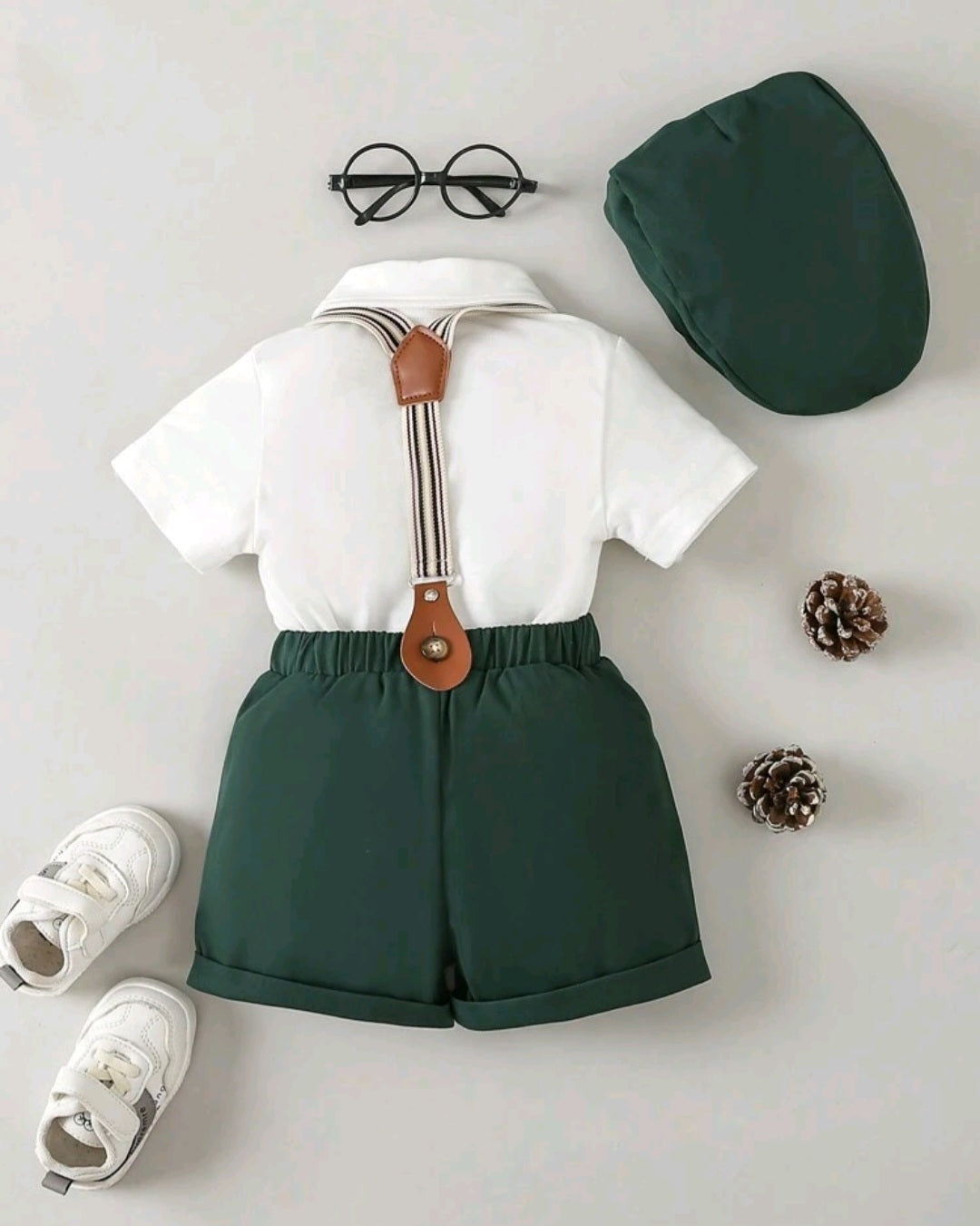 5PCS Gentleman Suit White and Forest Green #2000116