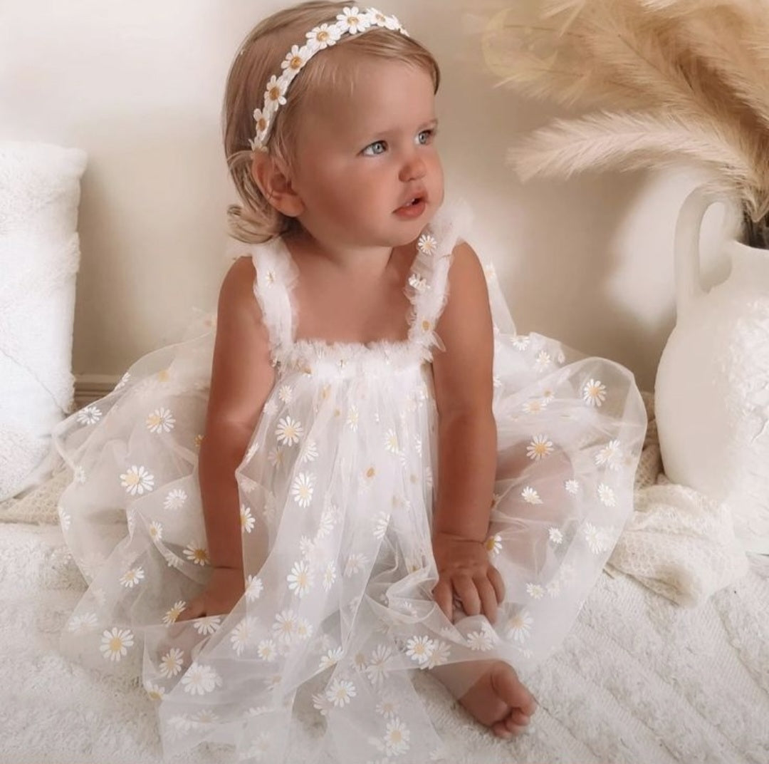White Daisy Tulle Dress #1000122
