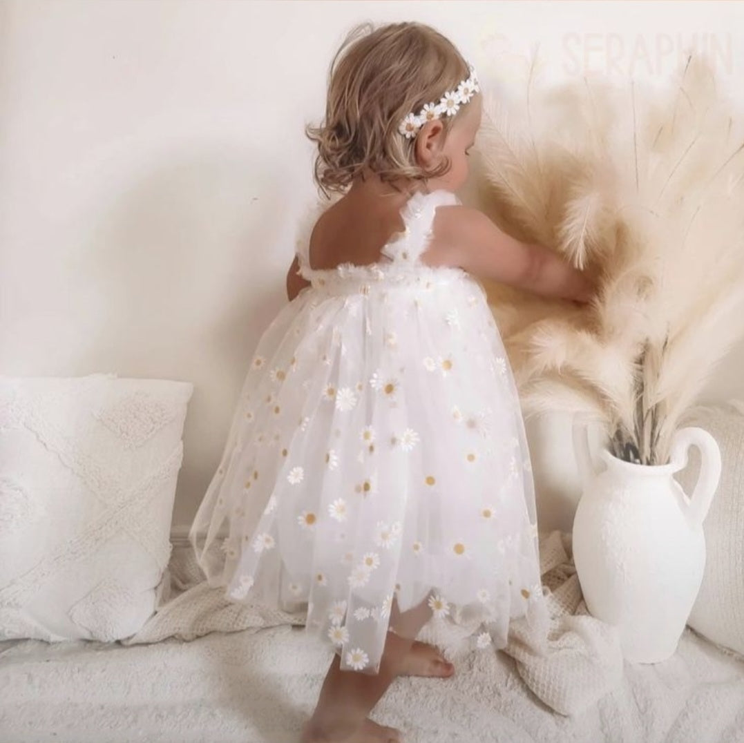 White Daisy Tulle Dress #1000122