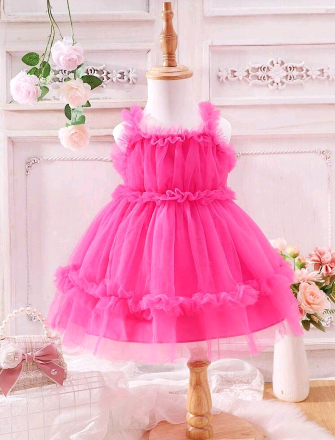 Cerise Pink Ruffle Dress #1000496