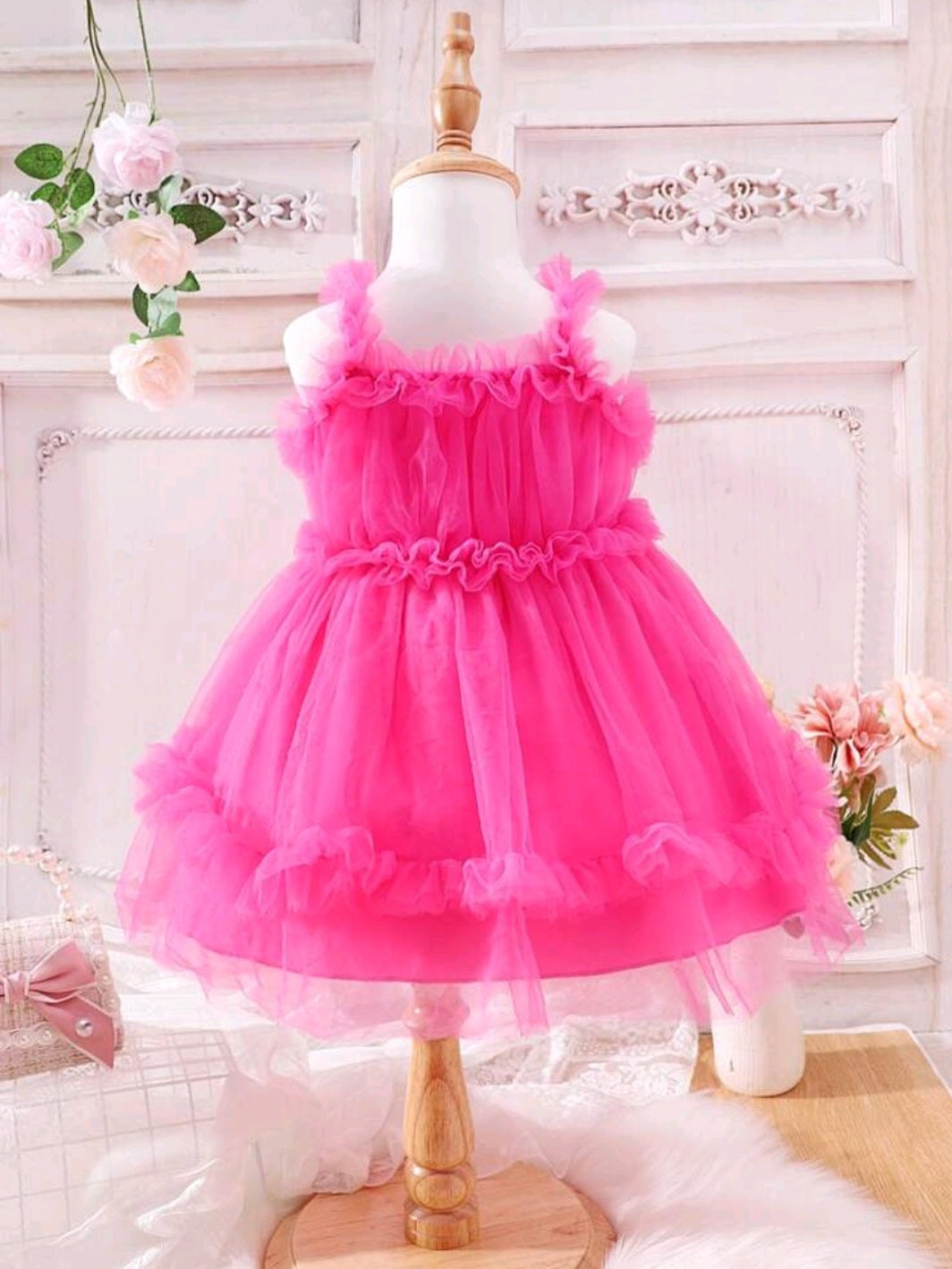 Cerise Pink Ruffle Dress #1000496