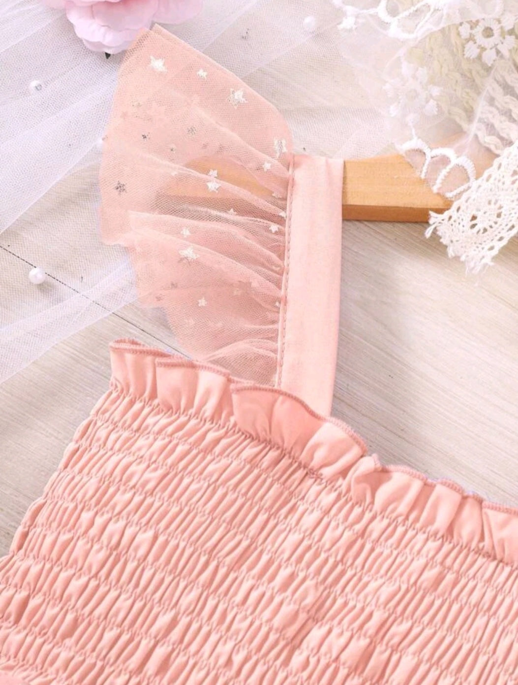 Pink Mesh Dress With Stars #1000770
