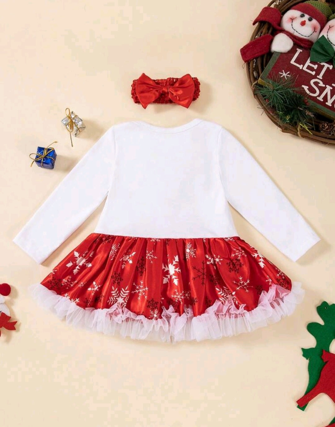 My First Christmas Romper Dress and Headband #1000952