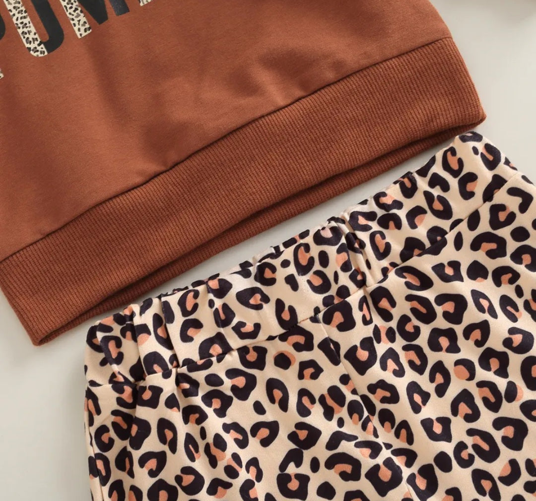 Hello Pumpkin Long Sleeve Top and Leopard Bell Bottoms #10005