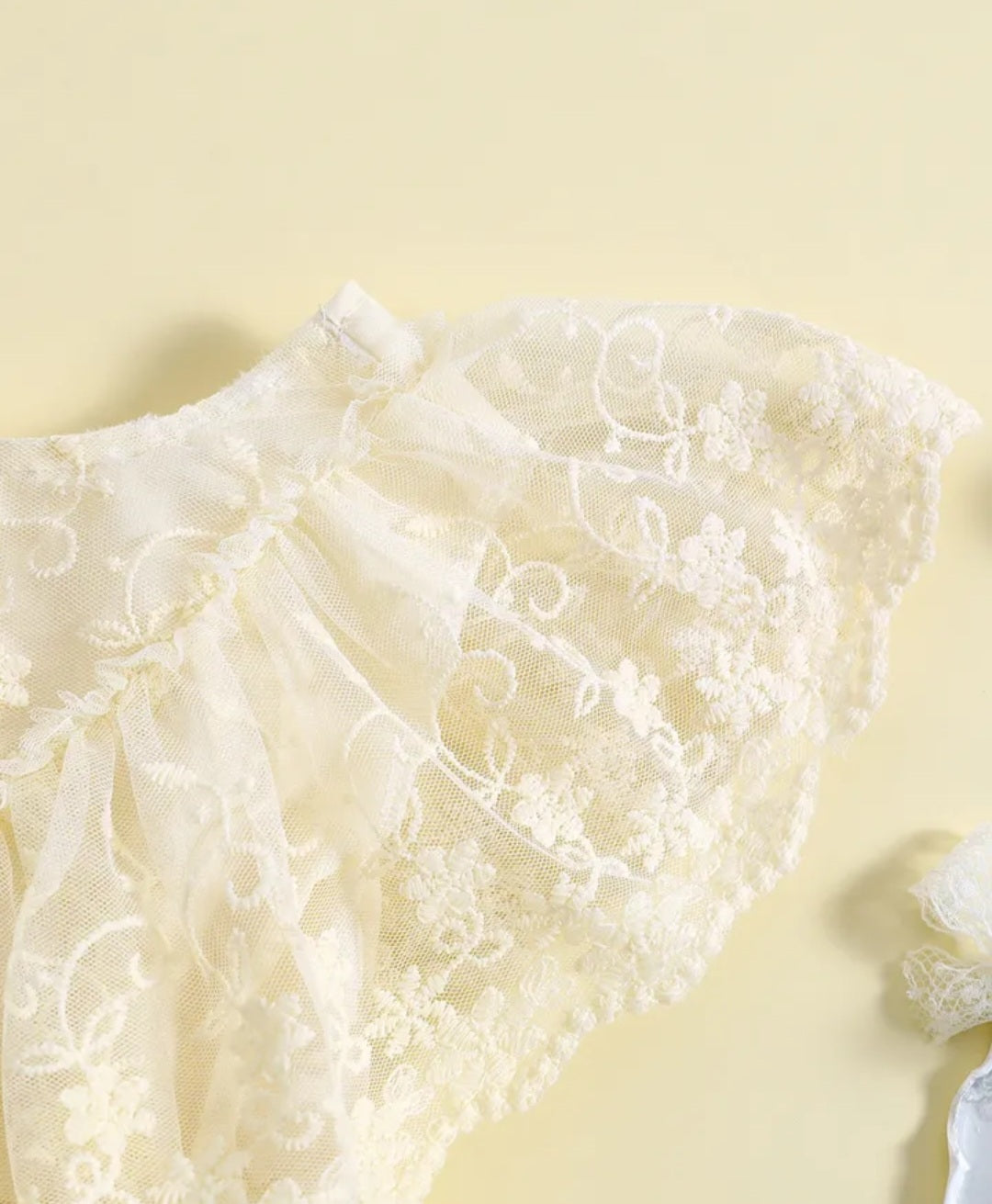 Off White Ruffle Lace Dress #1001156