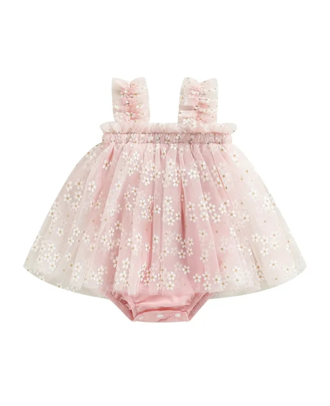 Pink Daisy Tulle Romper #1000191