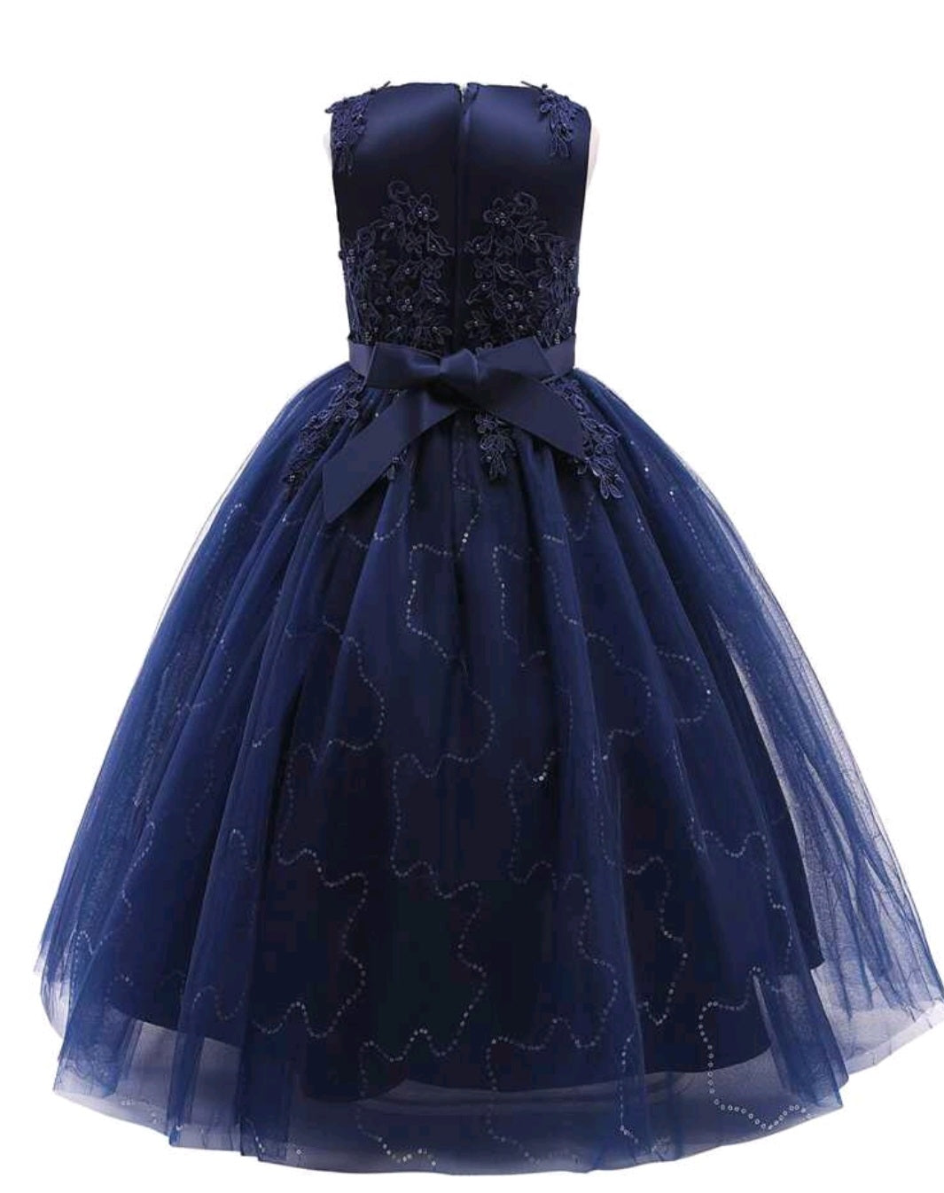 Navy Special Occasions Dress with Floral Detail #1000983