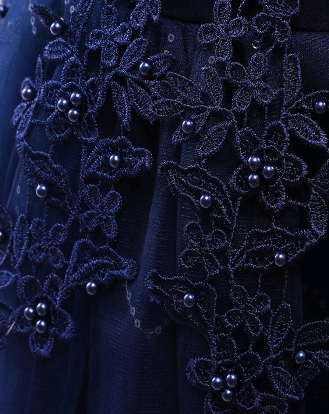 Navy Special Occasions Dress with Floral Detail #1000983