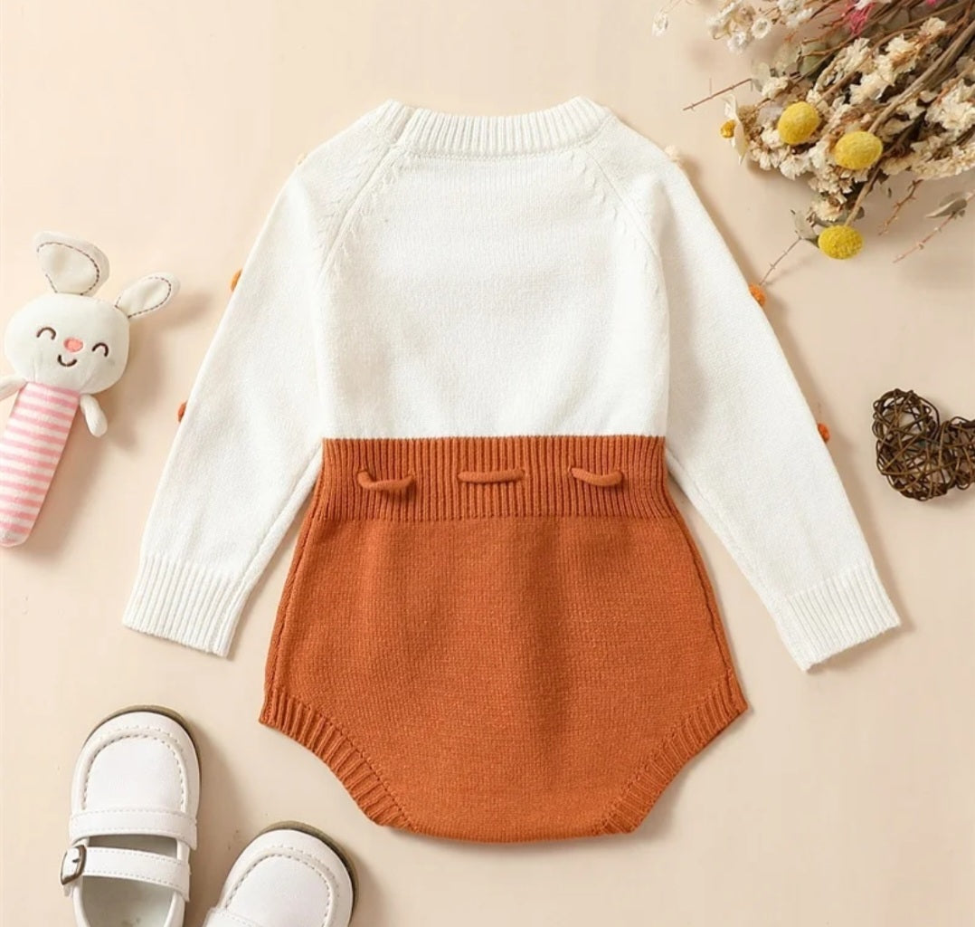 Luxury Knitwear Two-toned Romper Ombre, Tan and Burned Orange #1000217