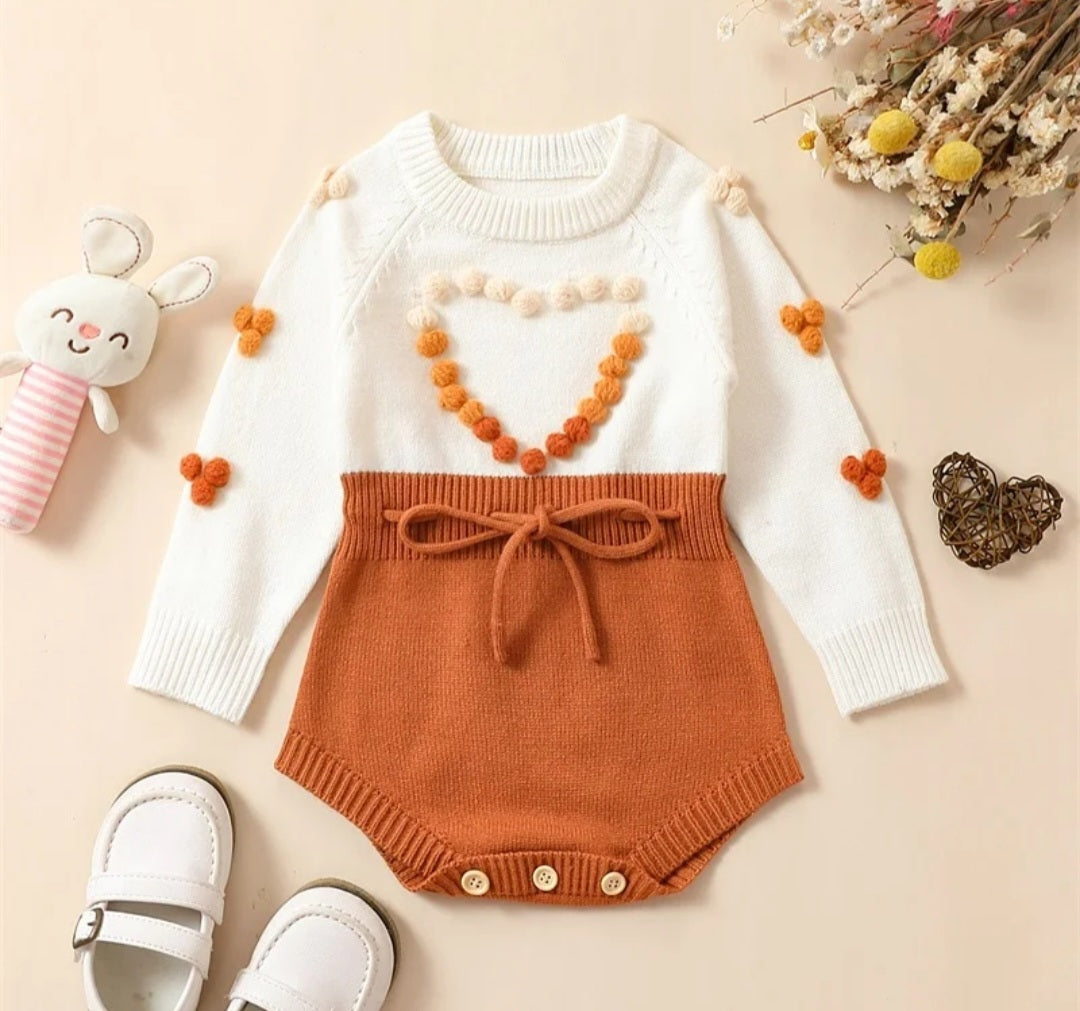 Luxury Knitwear Two-toned Romper Ombre, Tan and Burned Orange #1000217