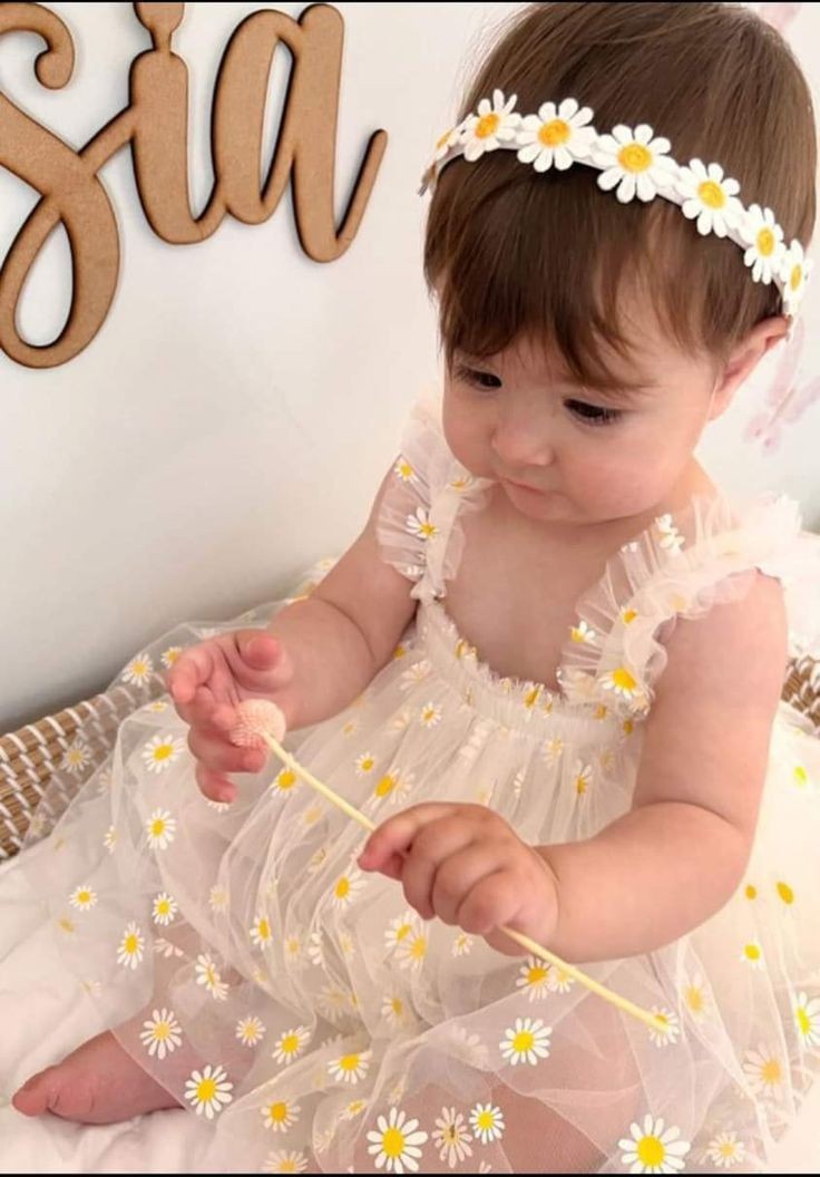 White Daisy Tulle Dress #1000122