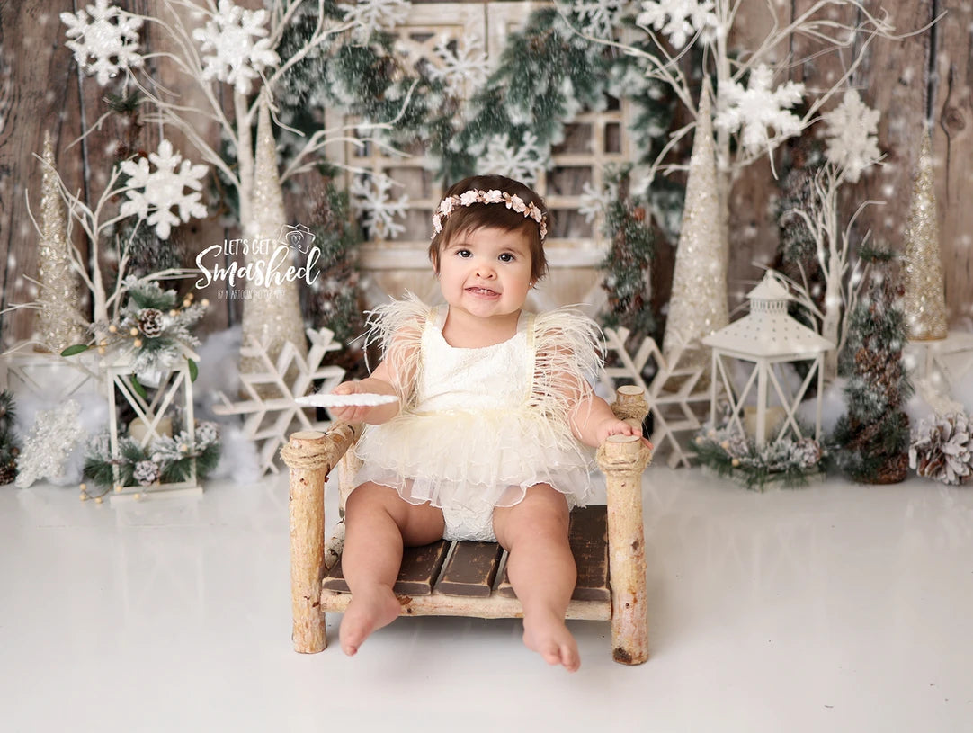 Ivory Feather Romper with Lace Detail #1000241