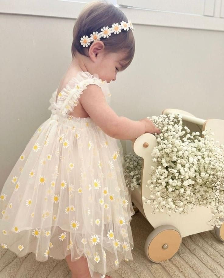 White Daisy Tulle Dress #1000122