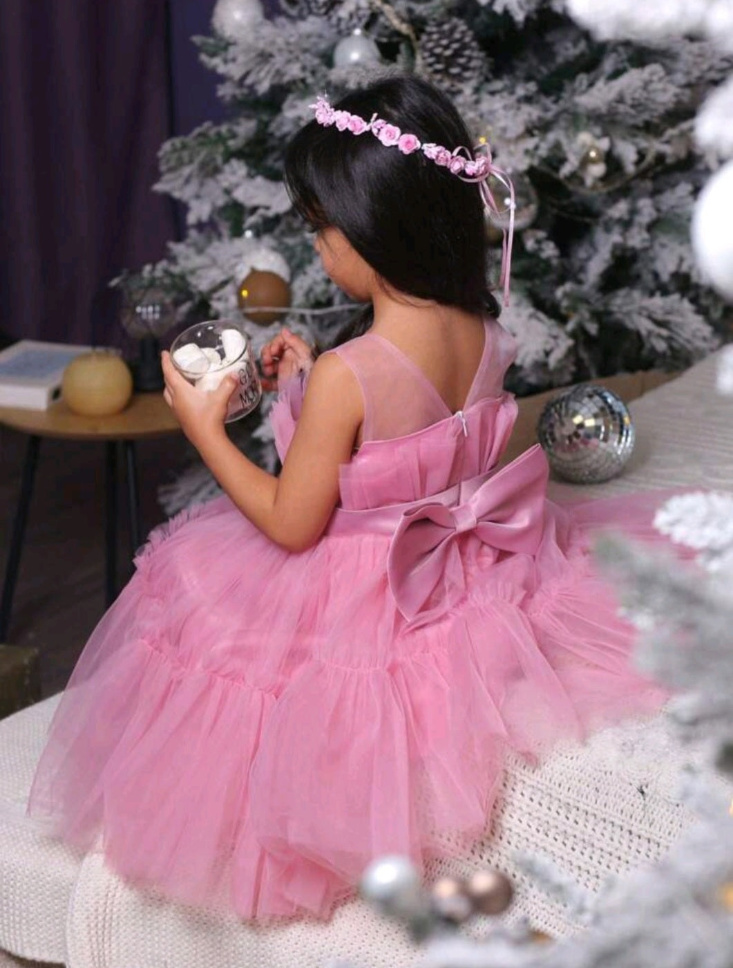 Dusty Pink Dress WITH BigBow #1001050
