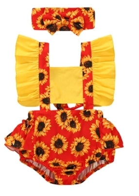 Red Sunflower Ruffle Romper #1000176