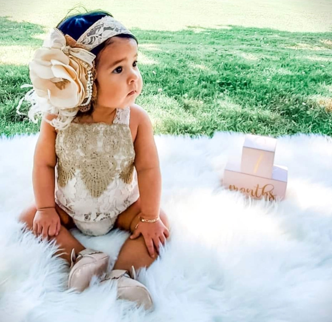 Lace Boho Romper with Gold Detail #1000187