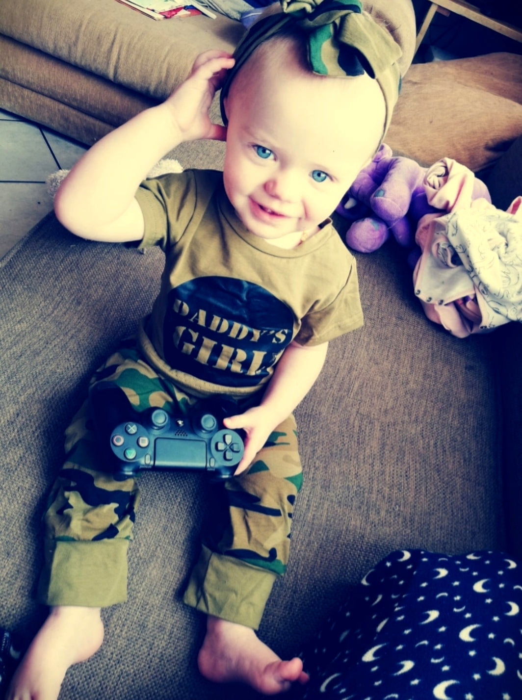 Daddy's Girl T-shirt, Camo Pants And Headband #1000287