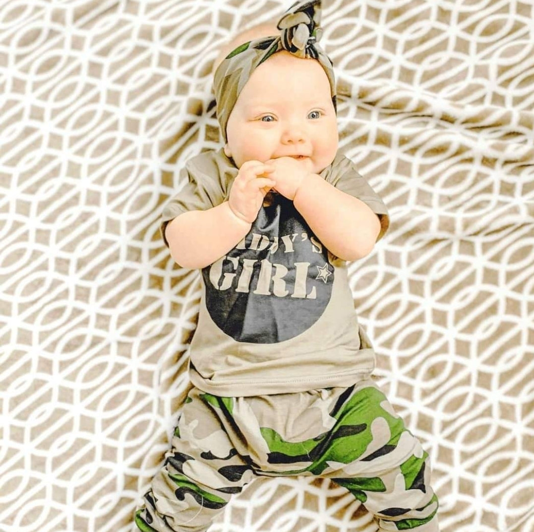 Daddy's Girl T-shirt, Camo Pants And Headband #1000287