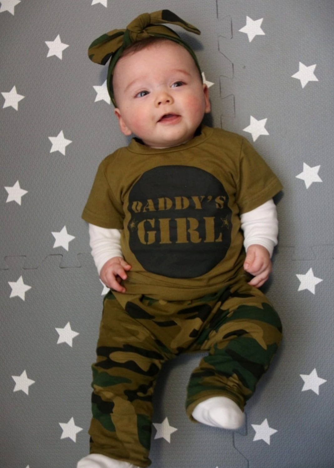 Daddy's Girl T-shirt, Camo Pants And Headband #1000287