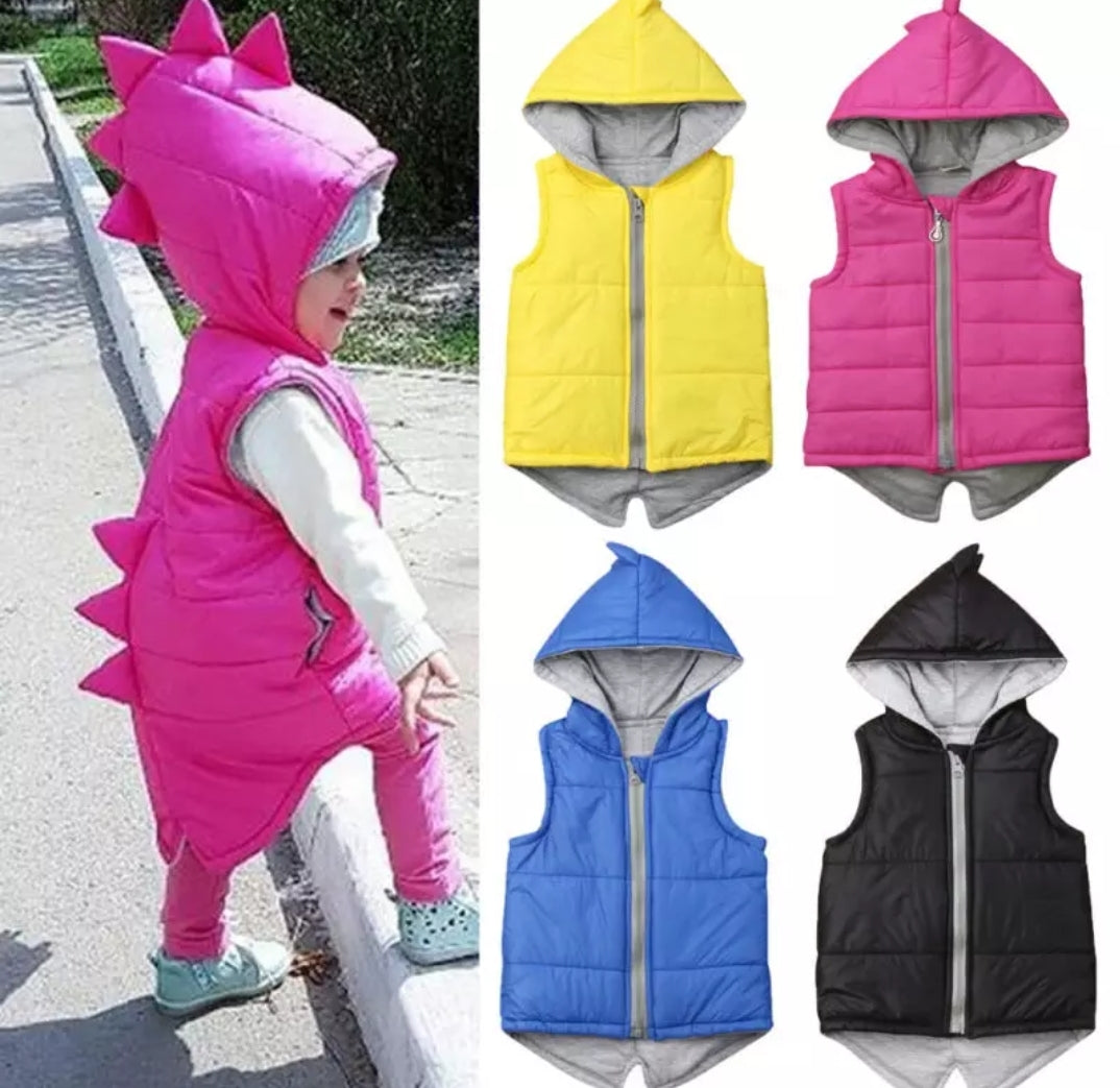 Black Dino Puffer Jacket, Sleeveless #2000259