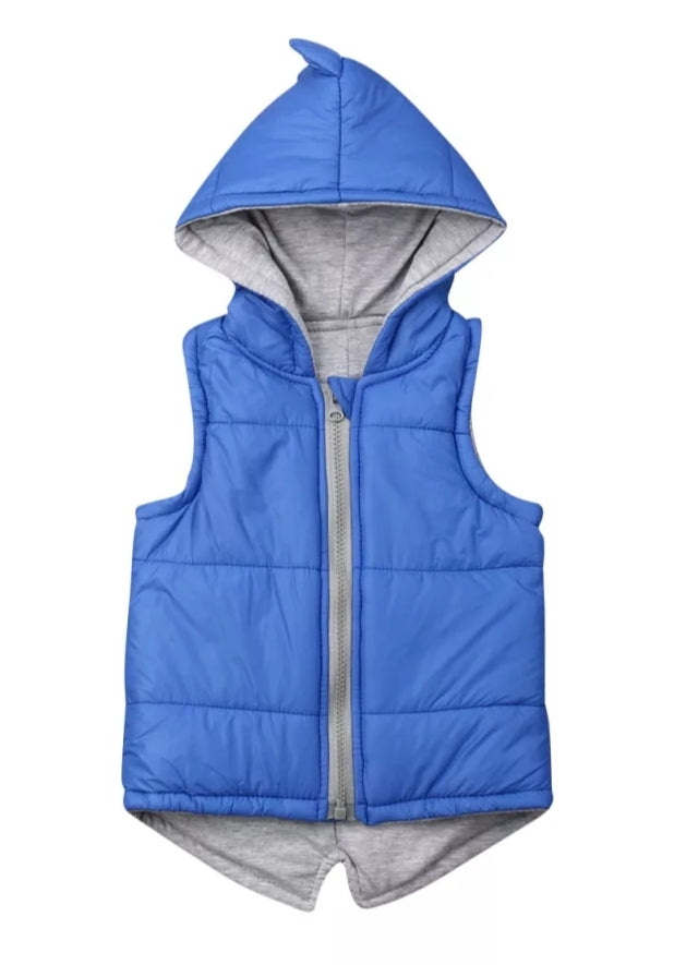 Blue Dino Puffer Jacket, Sleeveless #2000258