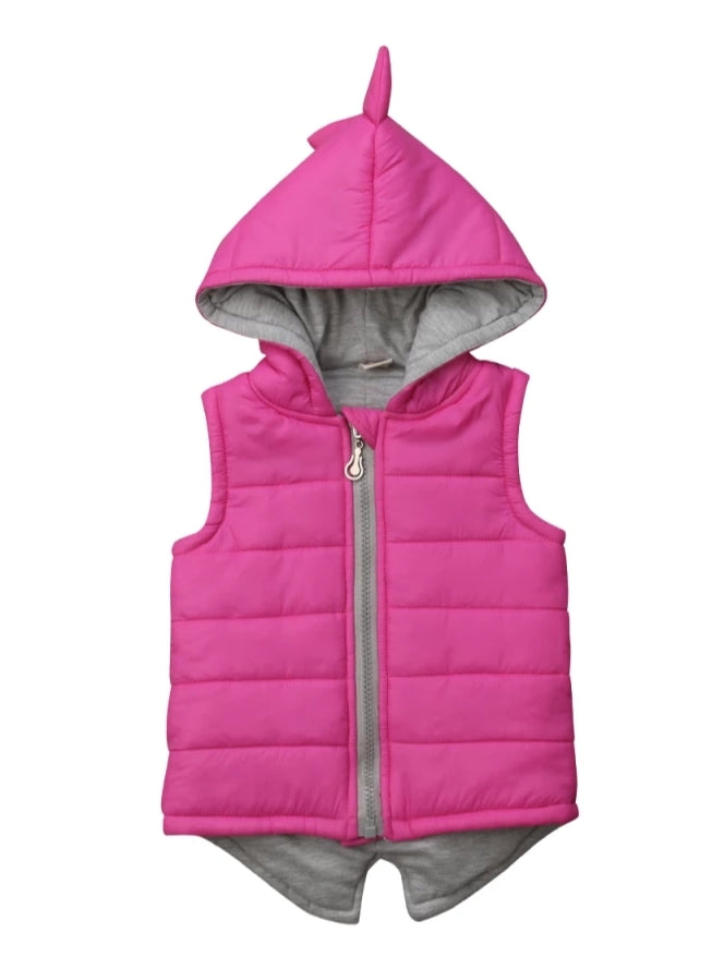 Pink Dino Puffer Jacket, Sleeveless #1000871