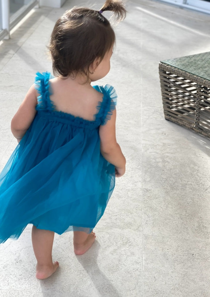 Turquoise Tulle Dress #1000117