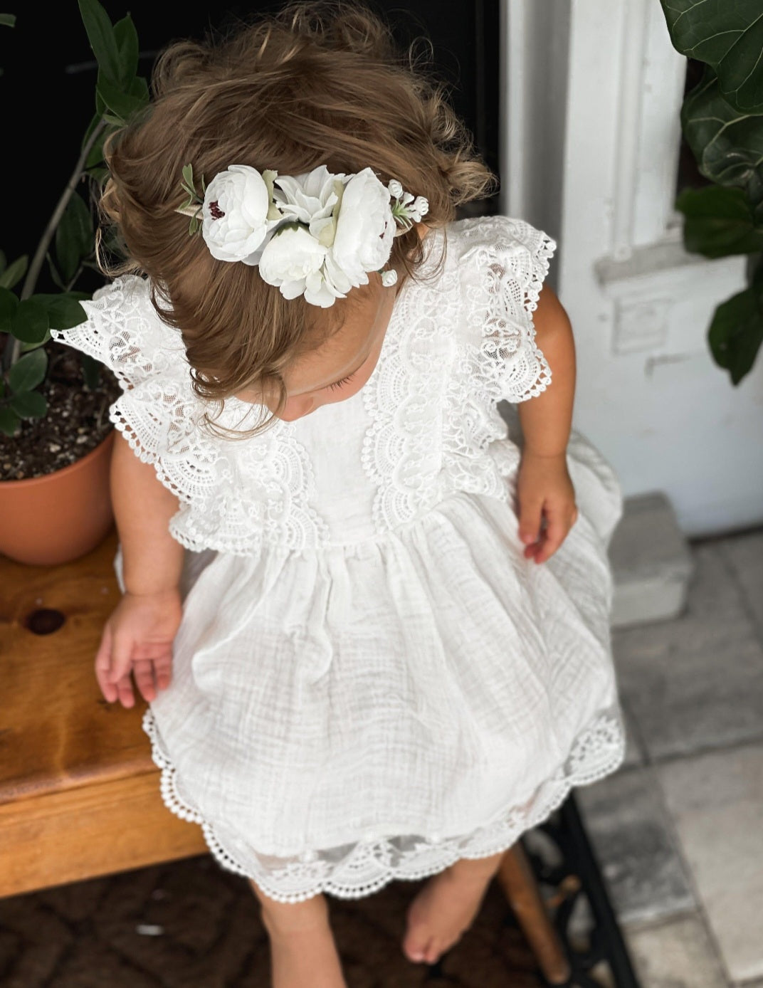 Sibling Outfits, White Lace Dress #1000691