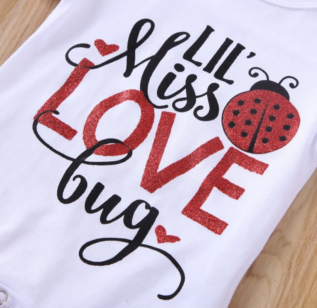 Lil' MISS LOVE Bug Romper, Tutu, Leggings and Headband #1000218