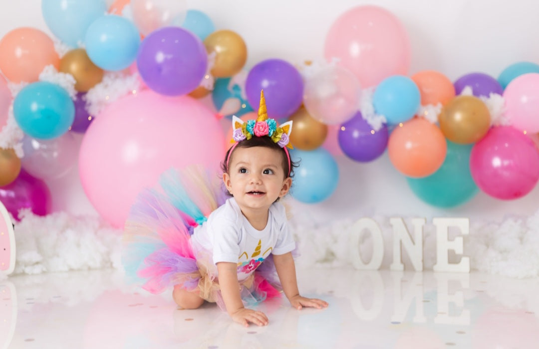 One Unicorn Birthday Romper with Tutu and Unicorn Headband #1000931