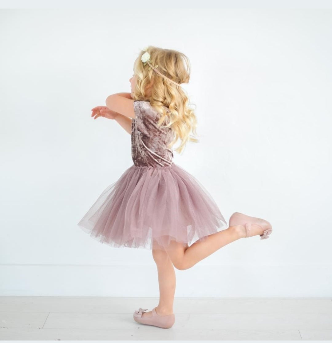 Dusty Pink Velvet Dress #1000202
