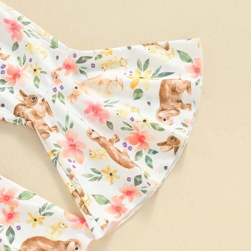 Hip Hop Bynny Short with Bunny Floral Bell Bottoms And Headband #1001190
