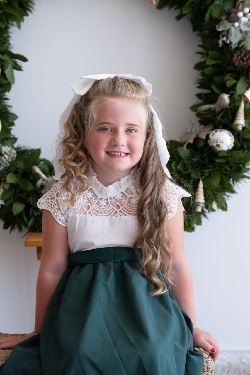 White Lace Forest Green Dress #1001150