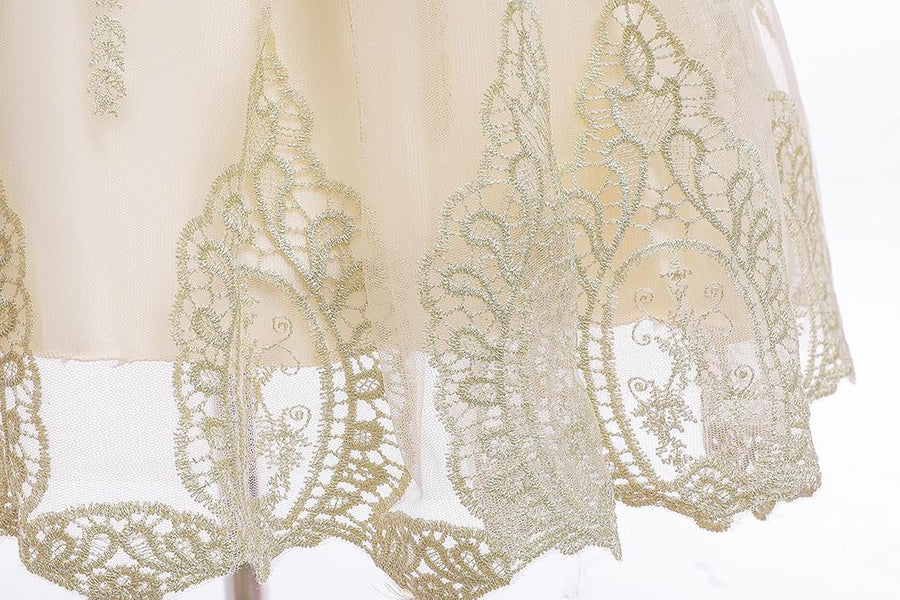 Cream Dress with Gold Detail and Diamante #1000775