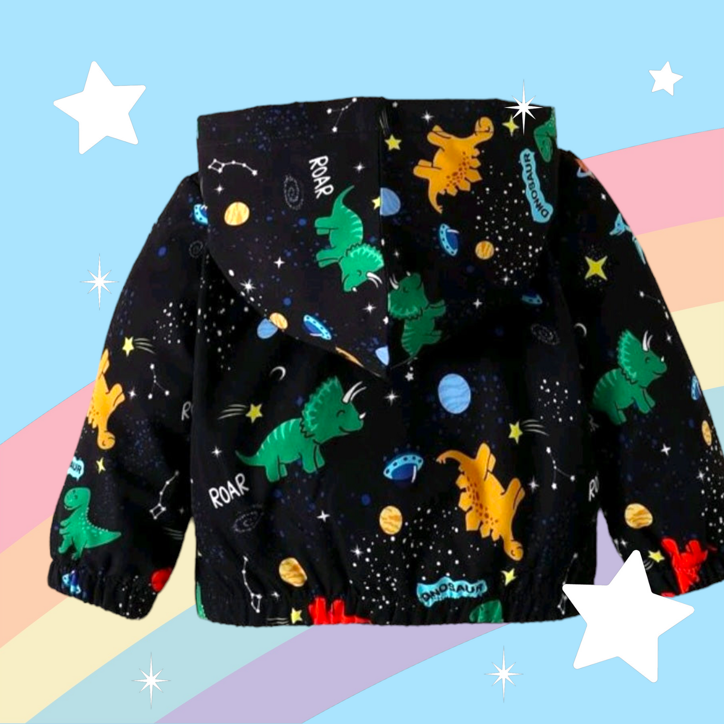 Black Dinosaur Windbreaker Jacket #1001090