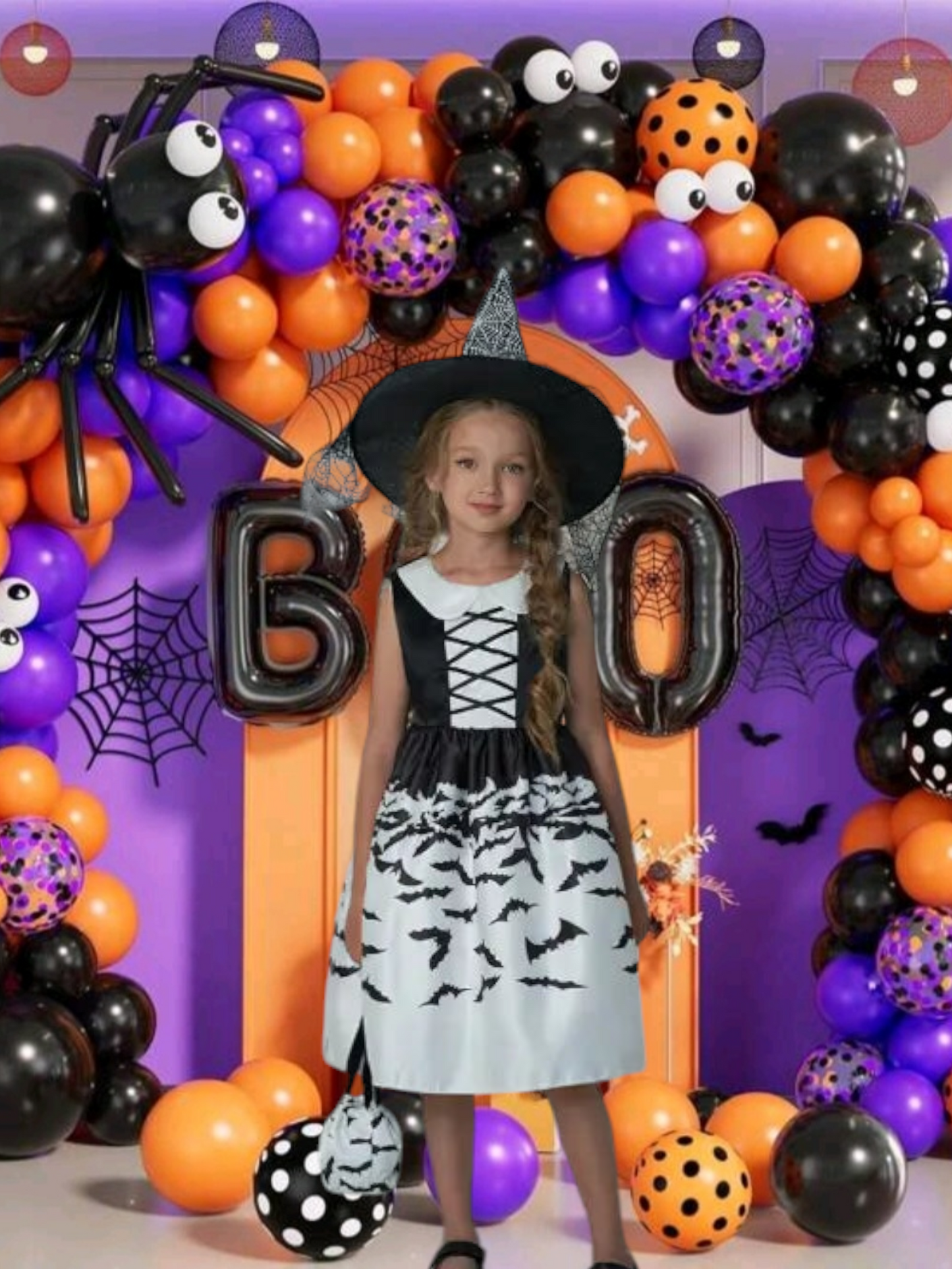 Halloween Black and White Dress with Bag #1000989