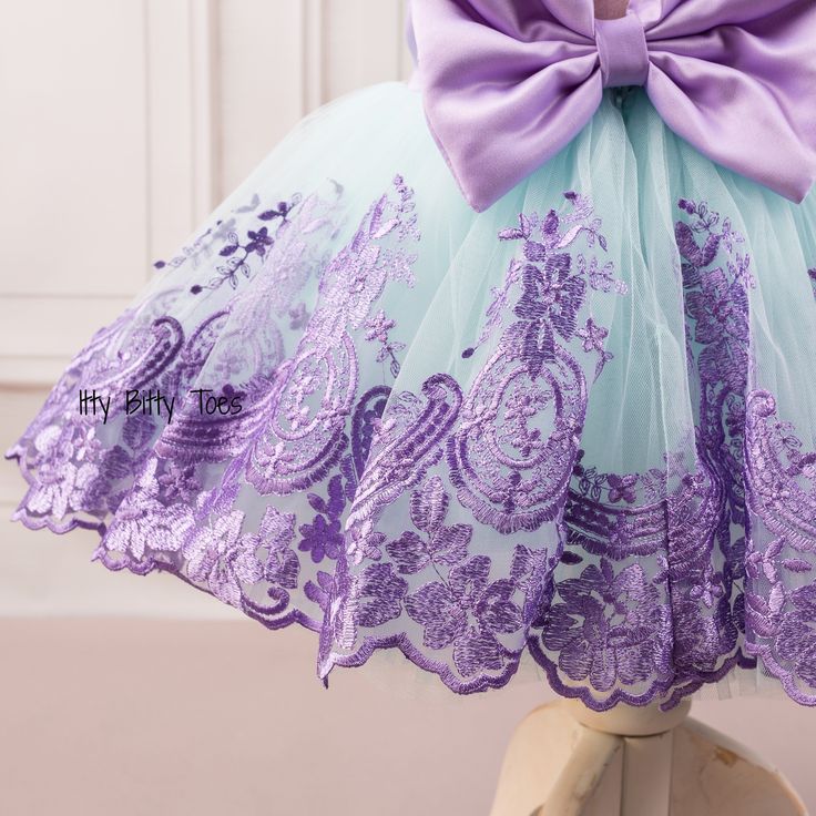 Purple Lace Dress With Bow Detail #1001009