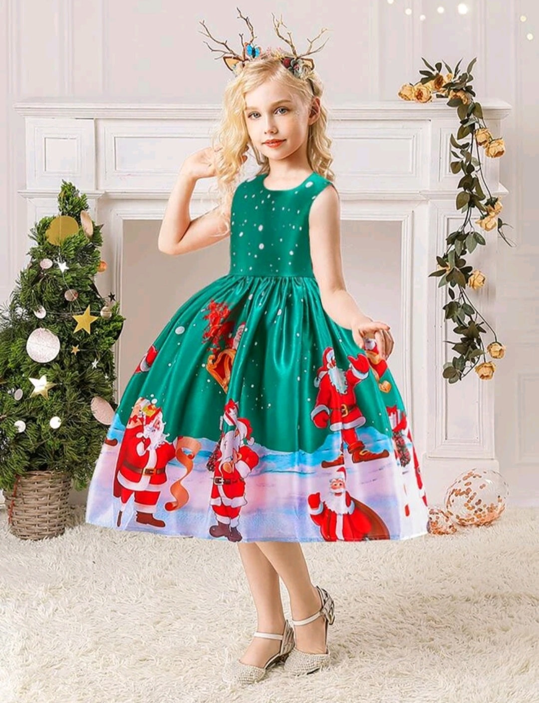 Santa Green Special Occasions Dress Christmas #1000646