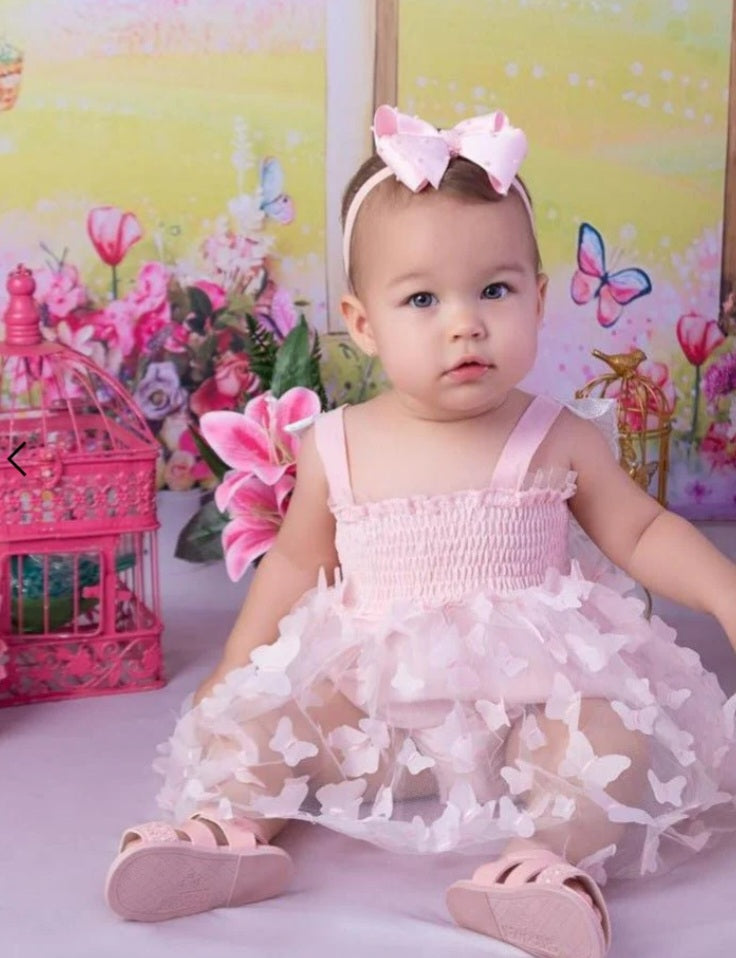 Pink Lace Butterfly Dress #1001153